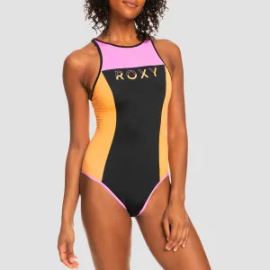 Roxy Active Crew Neck One-Piece Swimsuit Anthracite - Womens
