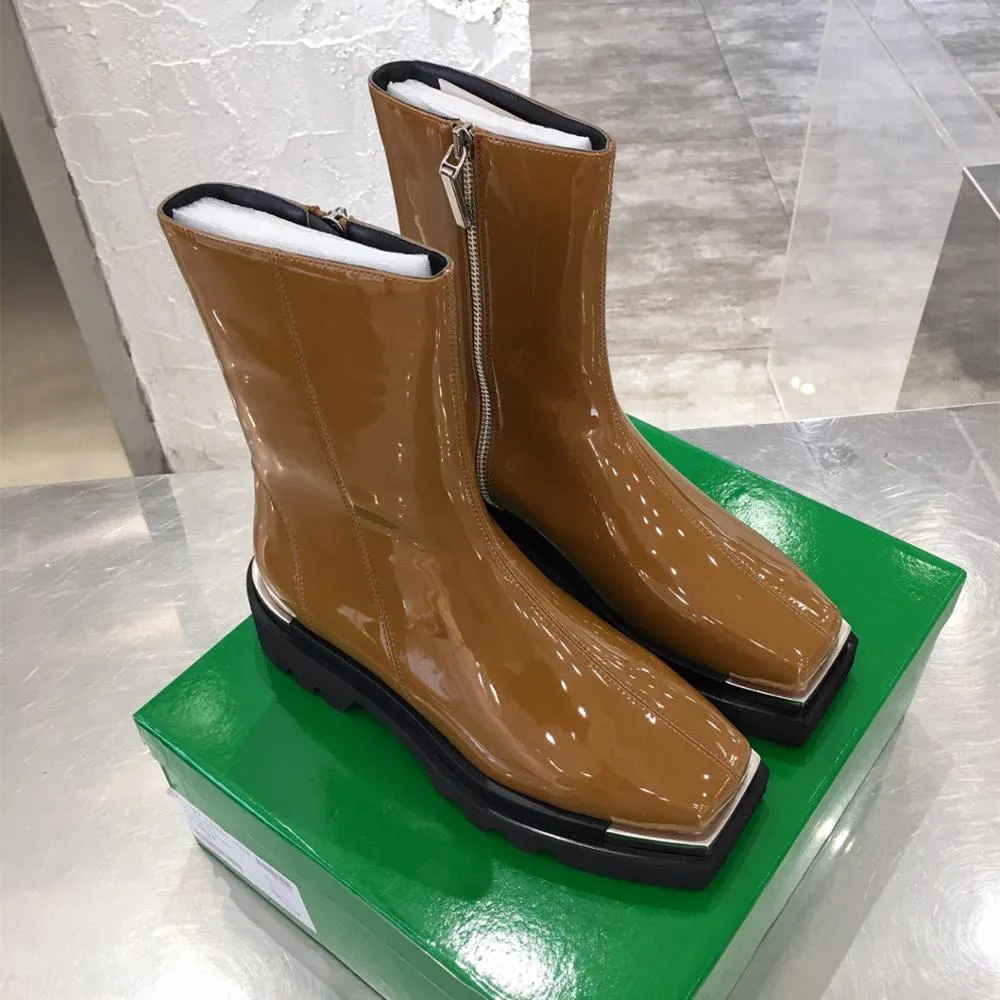 Runway Women Metal Square Toe Martin Boots