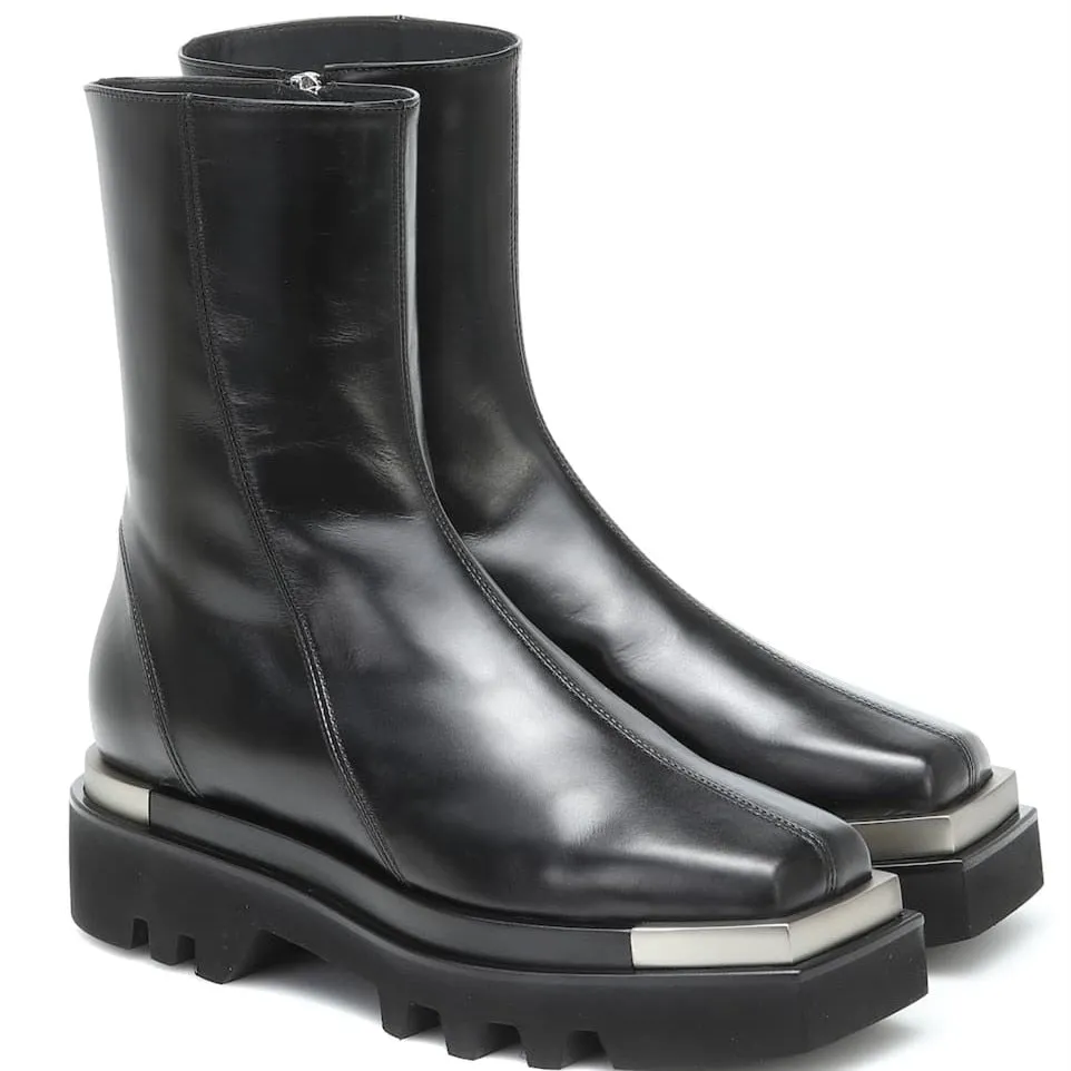 Runway Women Metal Square Toe Martin Boots