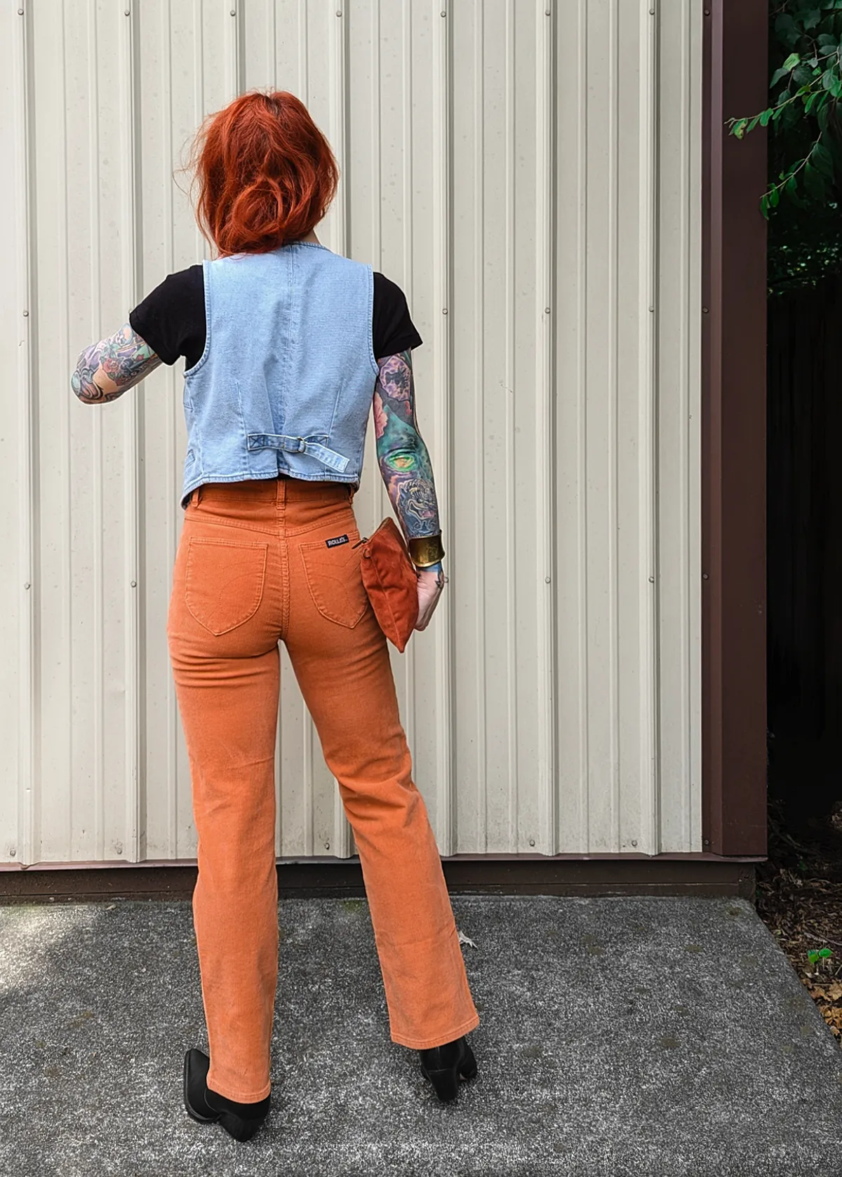 Rust Corduroy Original Straight Leg Pants <br> <i>Ankle Length </i>