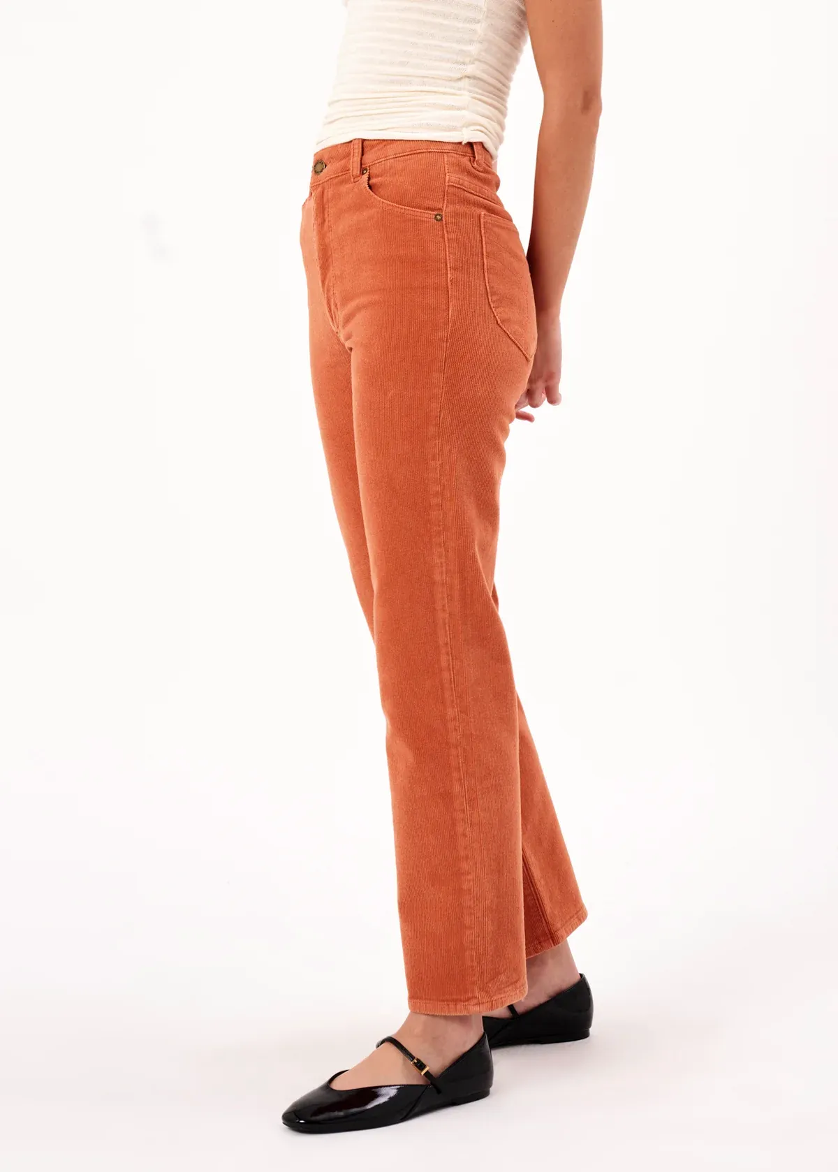 Rust Corduroy Original Straight Leg Pants <br> <i>Ankle Length </i>