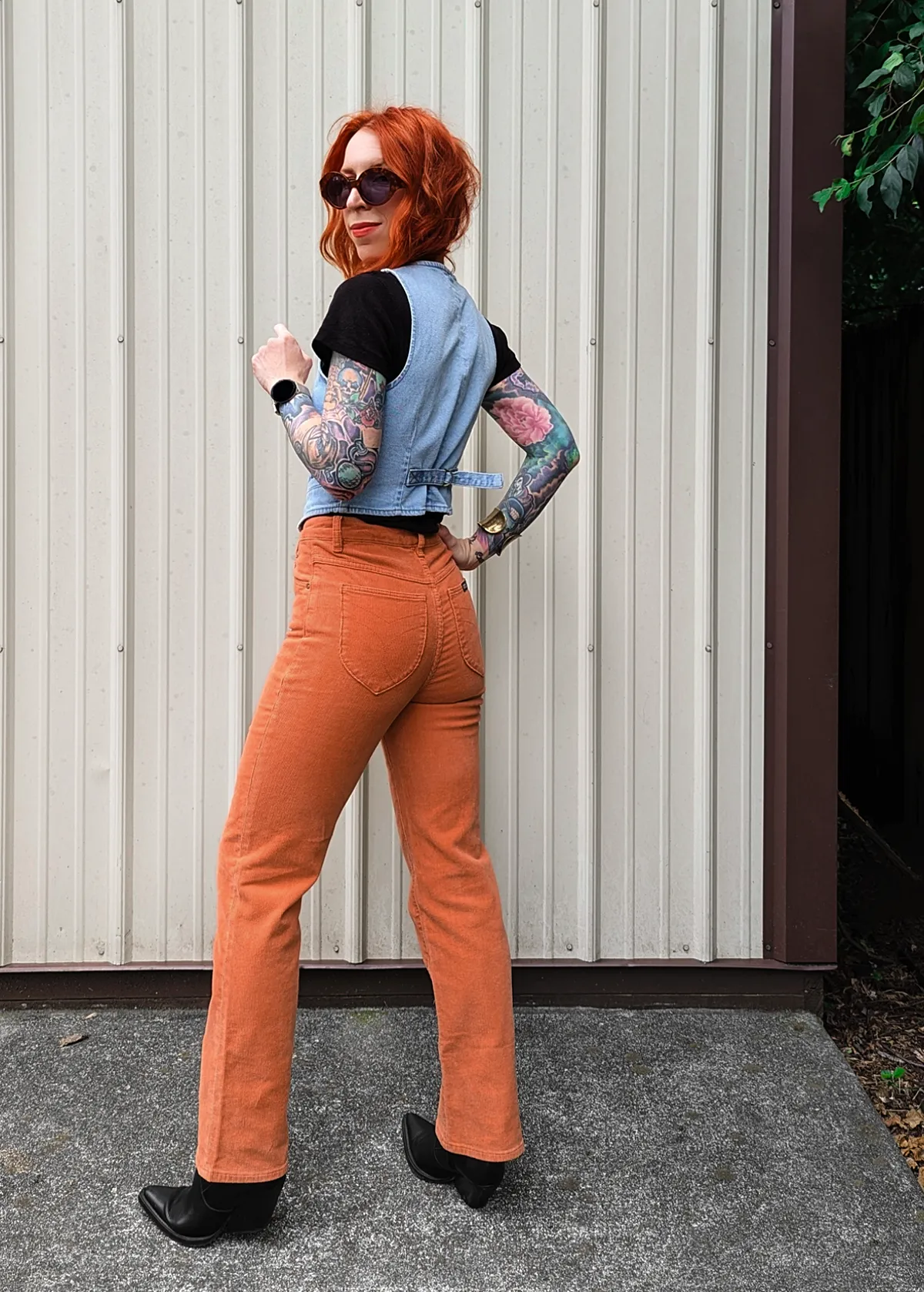 Rust Corduroy Original Straight Leg Pants <br> <i>Ankle Length </i>
