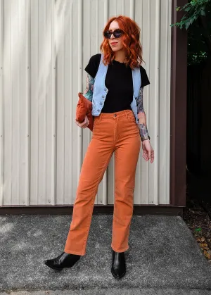 Rust Corduroy Original Straight Leg Pants <br> <i>Ankle Length </i>