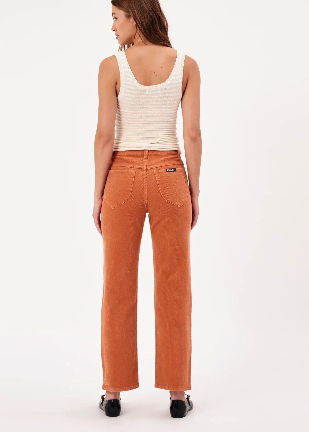 Rust Corduroy Original Straight Leg Pants <br> <i>Ankle Length </i>