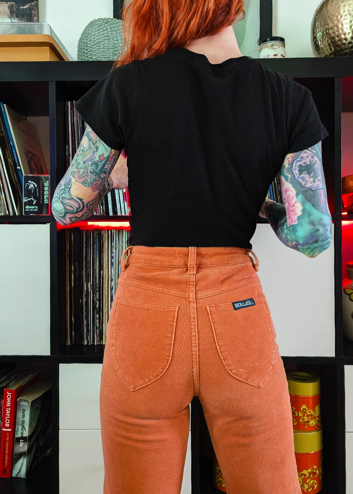 Rust Corduroy Original Straight Leg Pants <br> <i>Ankle Length </i>