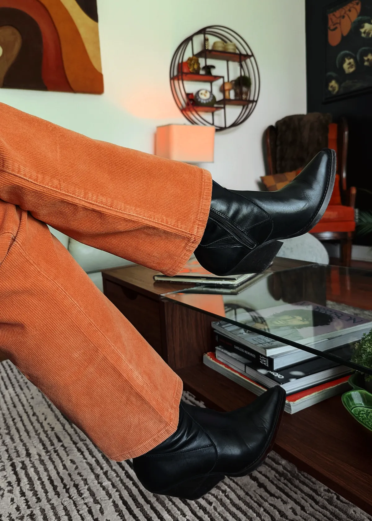 Rust Corduroy Original Straight Leg Pants <br> <i>Ankle Length </i>