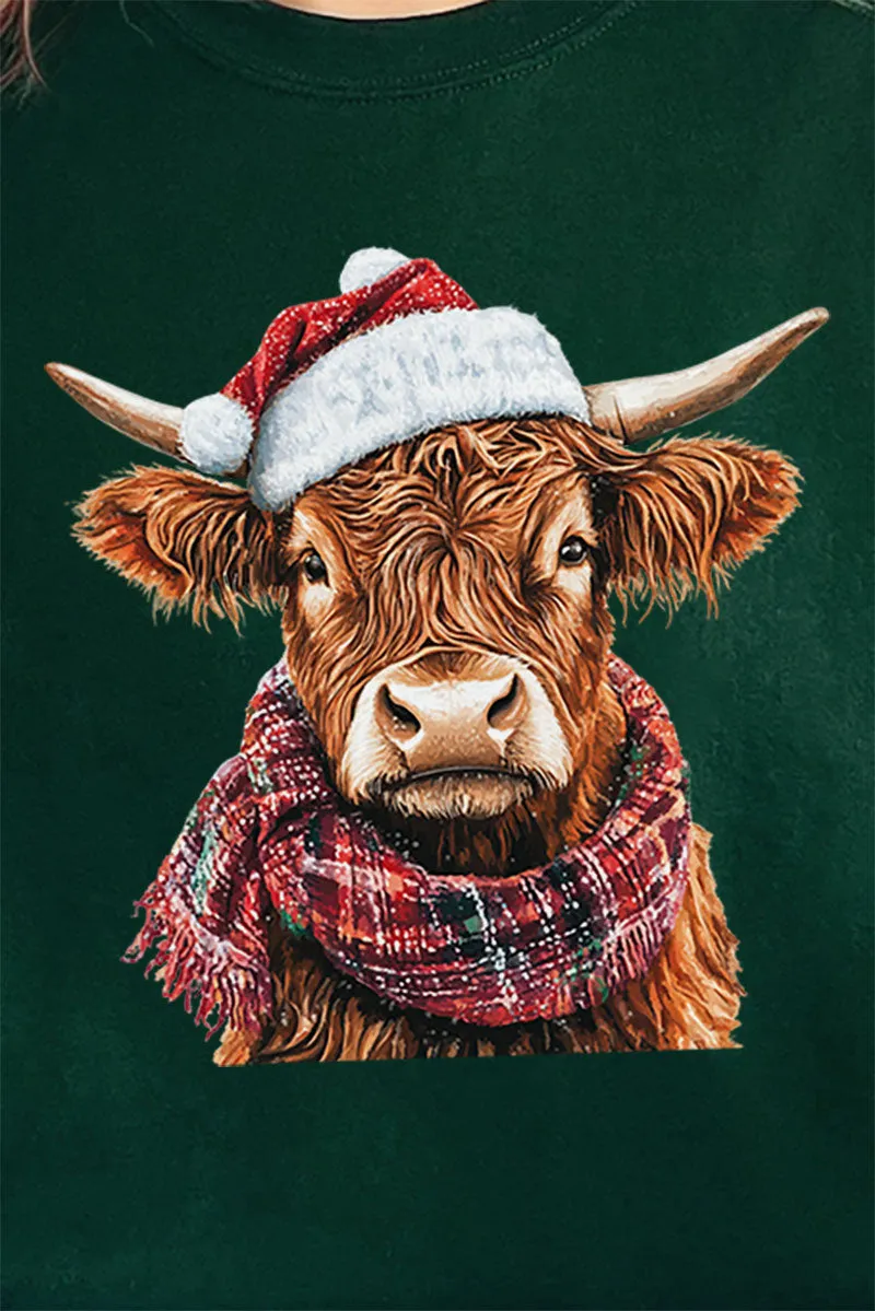 Santa Highland Cow Heavy-weight Crew Sweatshirt