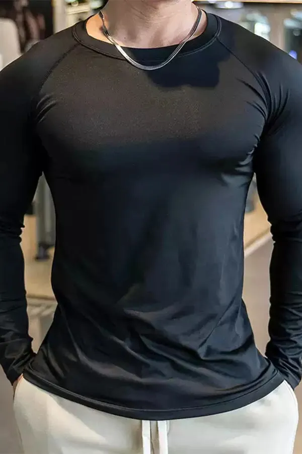 Shoulder Cut Pullover Long Sleeve Shirt