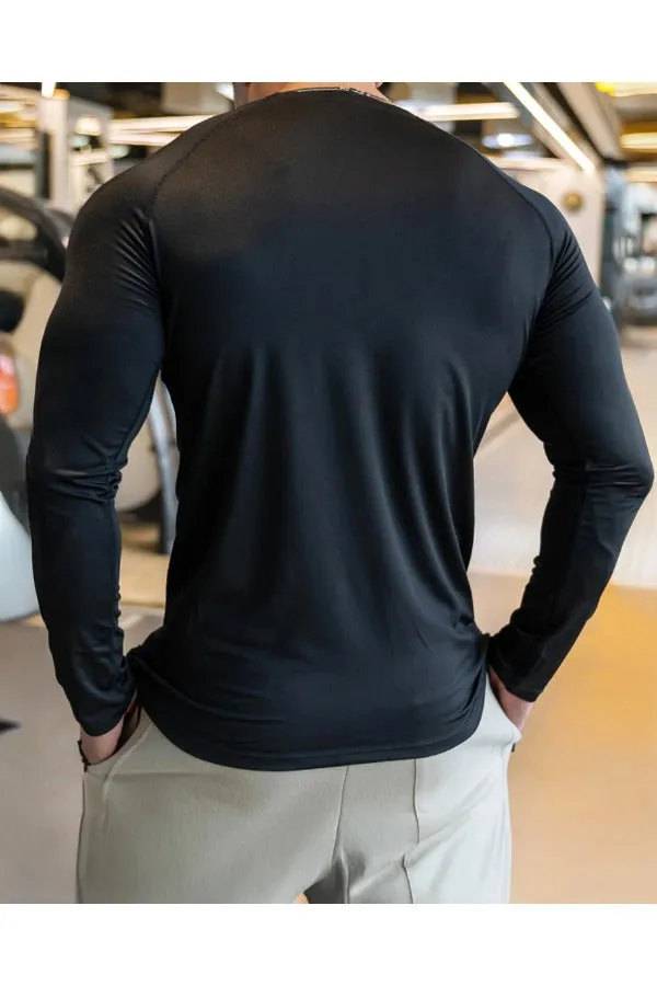 Shoulder Cut Pullover Long Sleeve Shirt