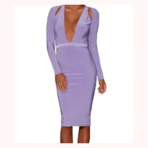 Shoulder Cutout Long-Sleeve  Dress