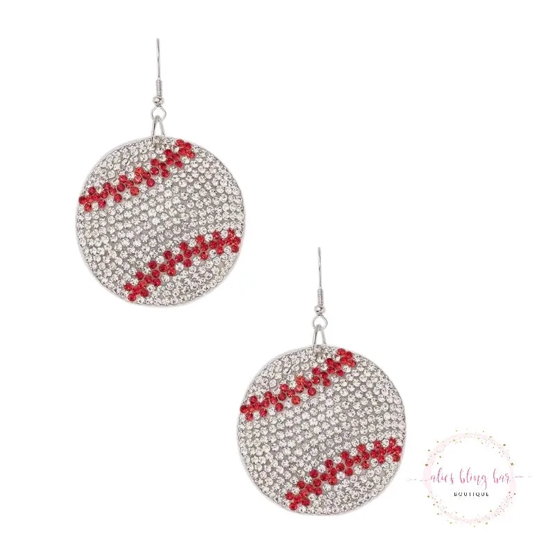 Sporty Glam - Rhinestone Baseball Pillow Earring