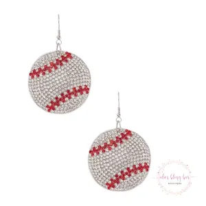 Sporty Glam - Rhinestone Baseball Pillow Earring