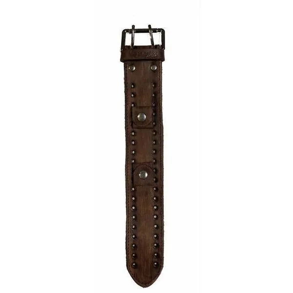 Sporty Racing Blue Watch with Stitched Perforated Distressed Black Leather Cuff