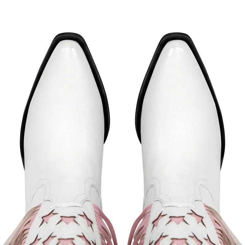 Star Fringe Mid-Calf Cowboy Boots