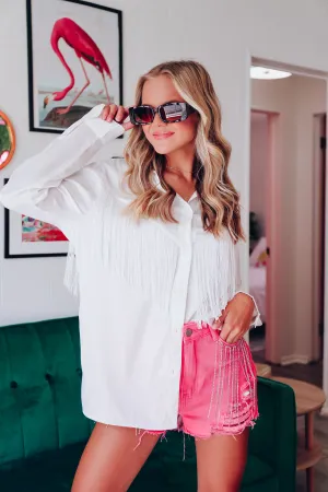 Sterling Satin  Fringe Western Blouse