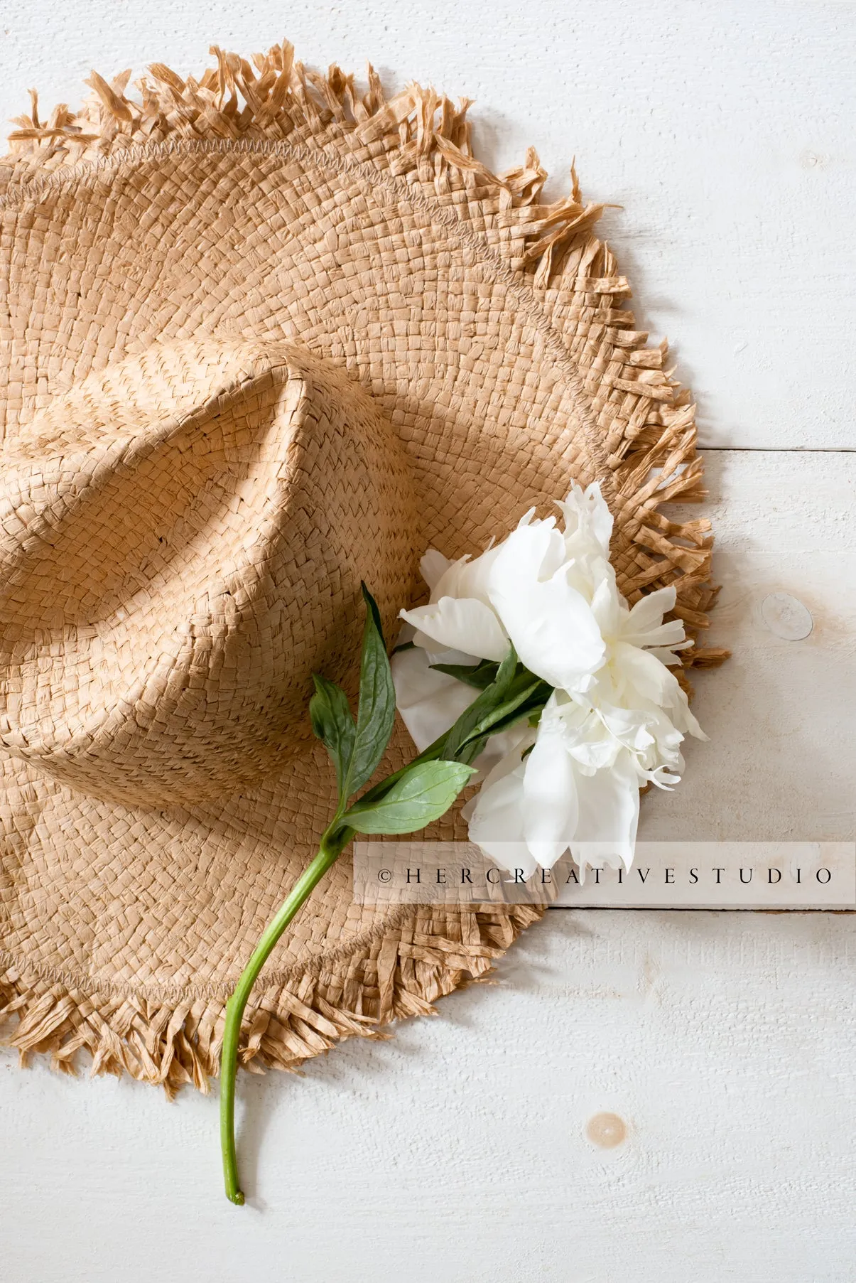 Sun Hat & Peony. Digital Image