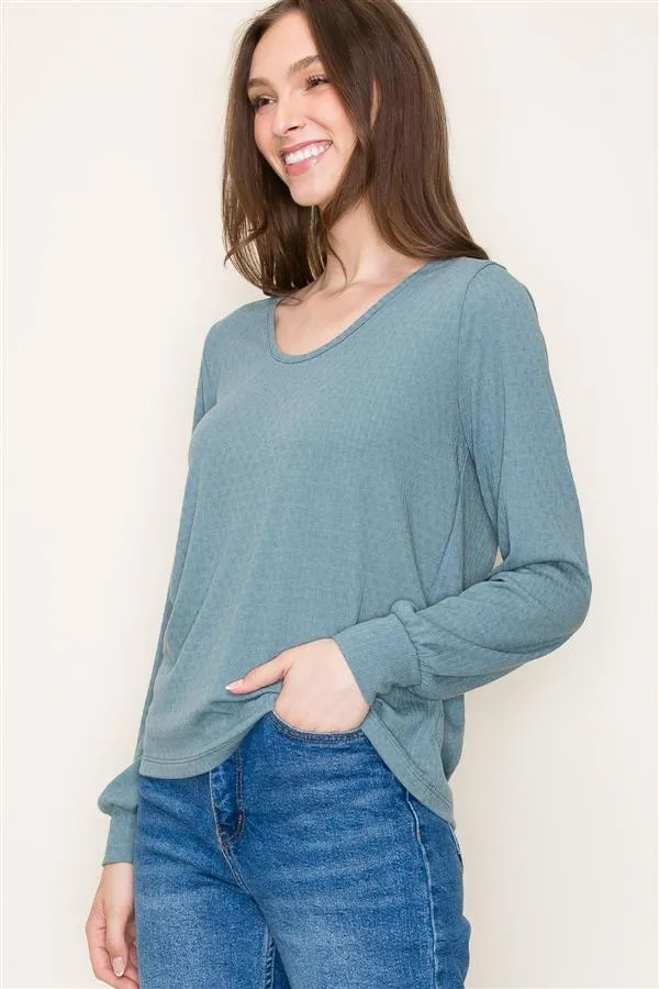 The Lainey Pointelle Knit Long Sleeve Top