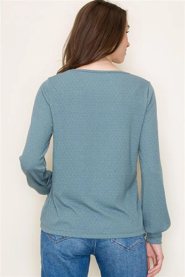 The Lainey Pointelle Knit Long Sleeve Top