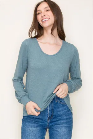 The Lainey Pointelle Knit Long Sleeve Top