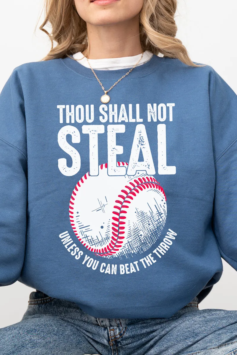 Thou Shall Not Steal Baseball Heavy-weight Crew Sweatshirt