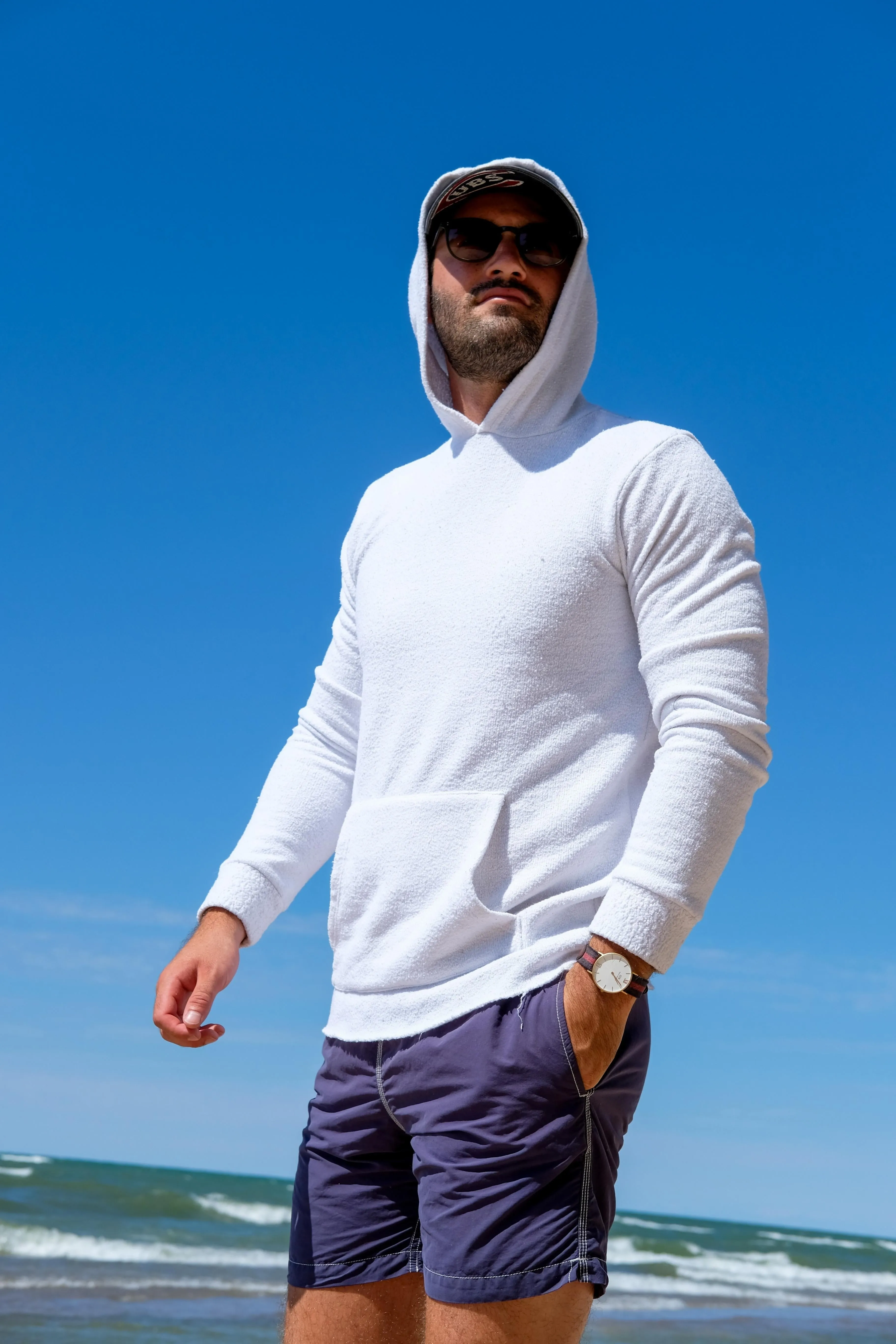 TRI-BLEND HOODED SWEATSHIRT - WHITE