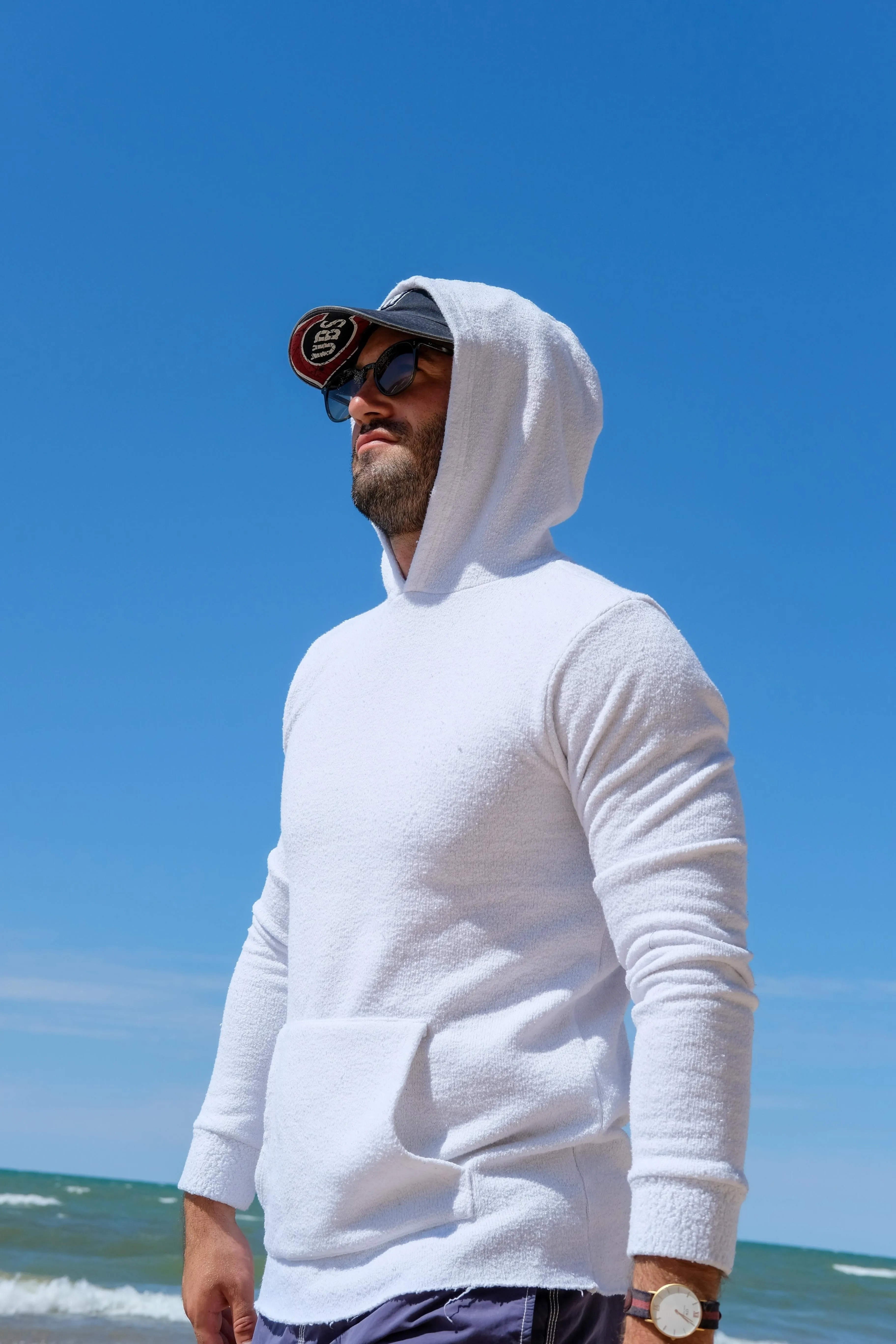 TRI-BLEND HOODED SWEATSHIRT - WHITE