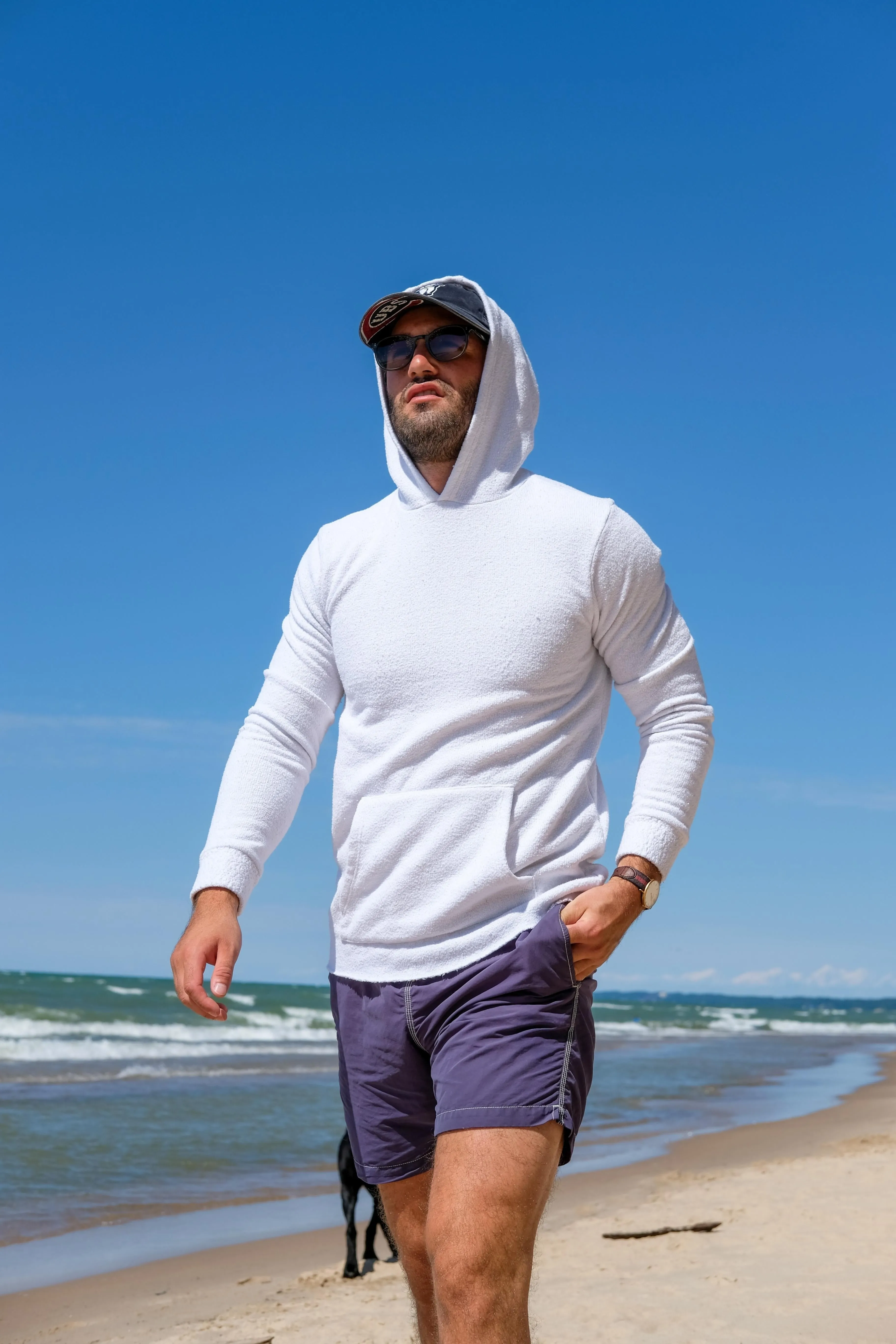 TRI-BLEND HOODED SWEATSHIRT - WHITE