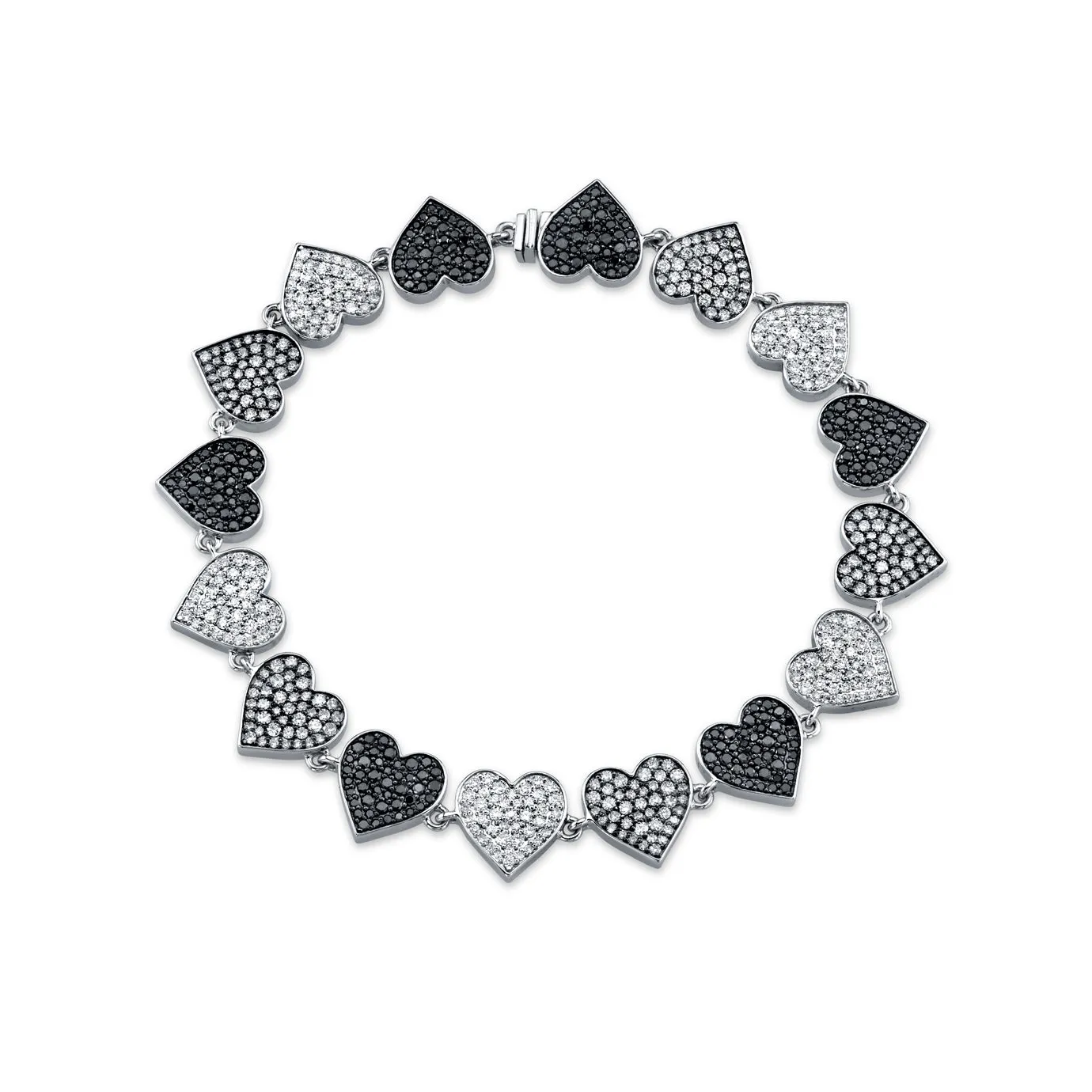 Two-Tone Gold & Diamond Heart Eternity Bracelet