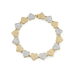 Two-Tone Gold & Diamond Heart Eternity Bracelet
