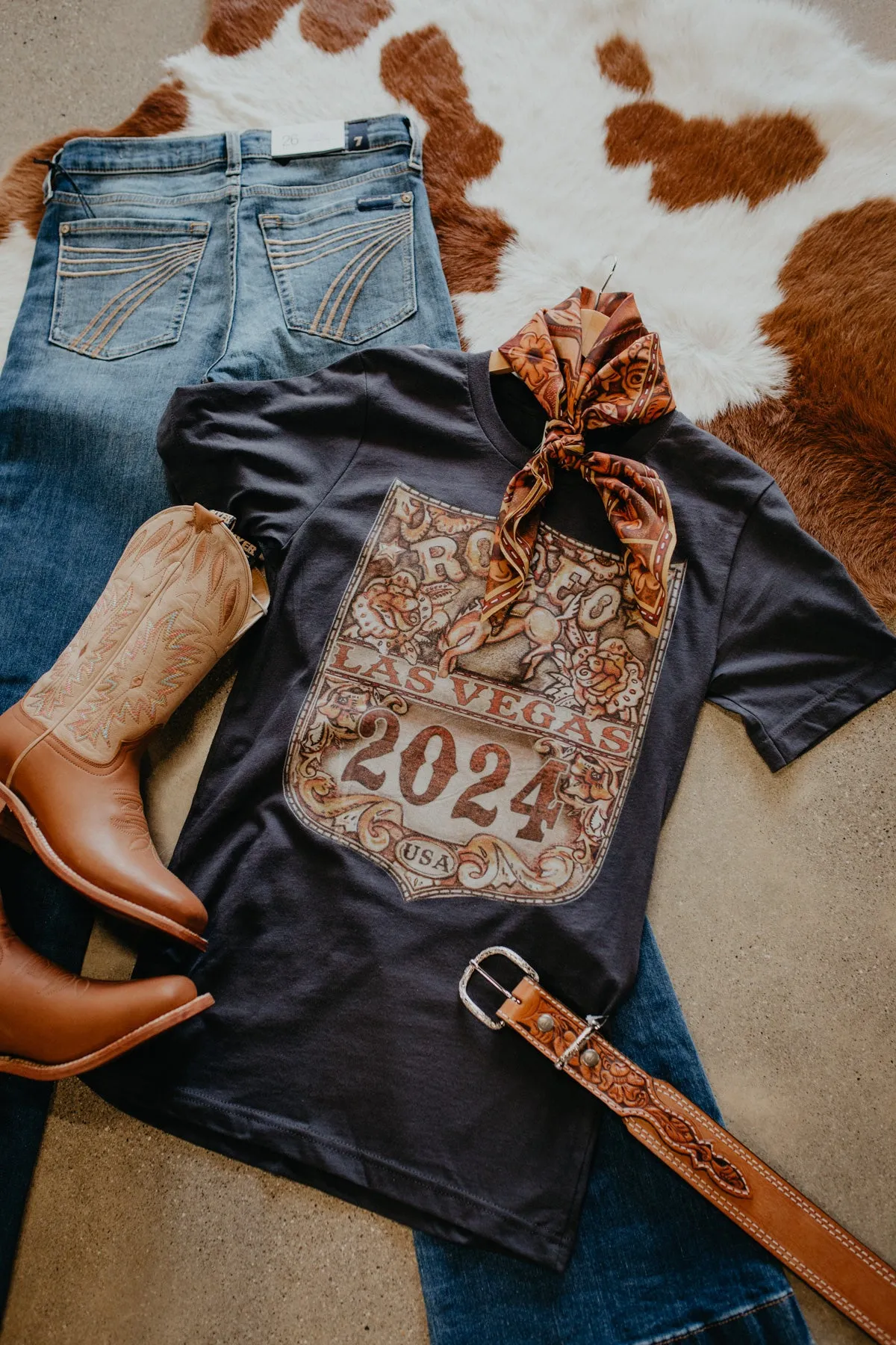 'Vegas' Tooled Black Number Graphic T (1 L & 1 XL ONLY)