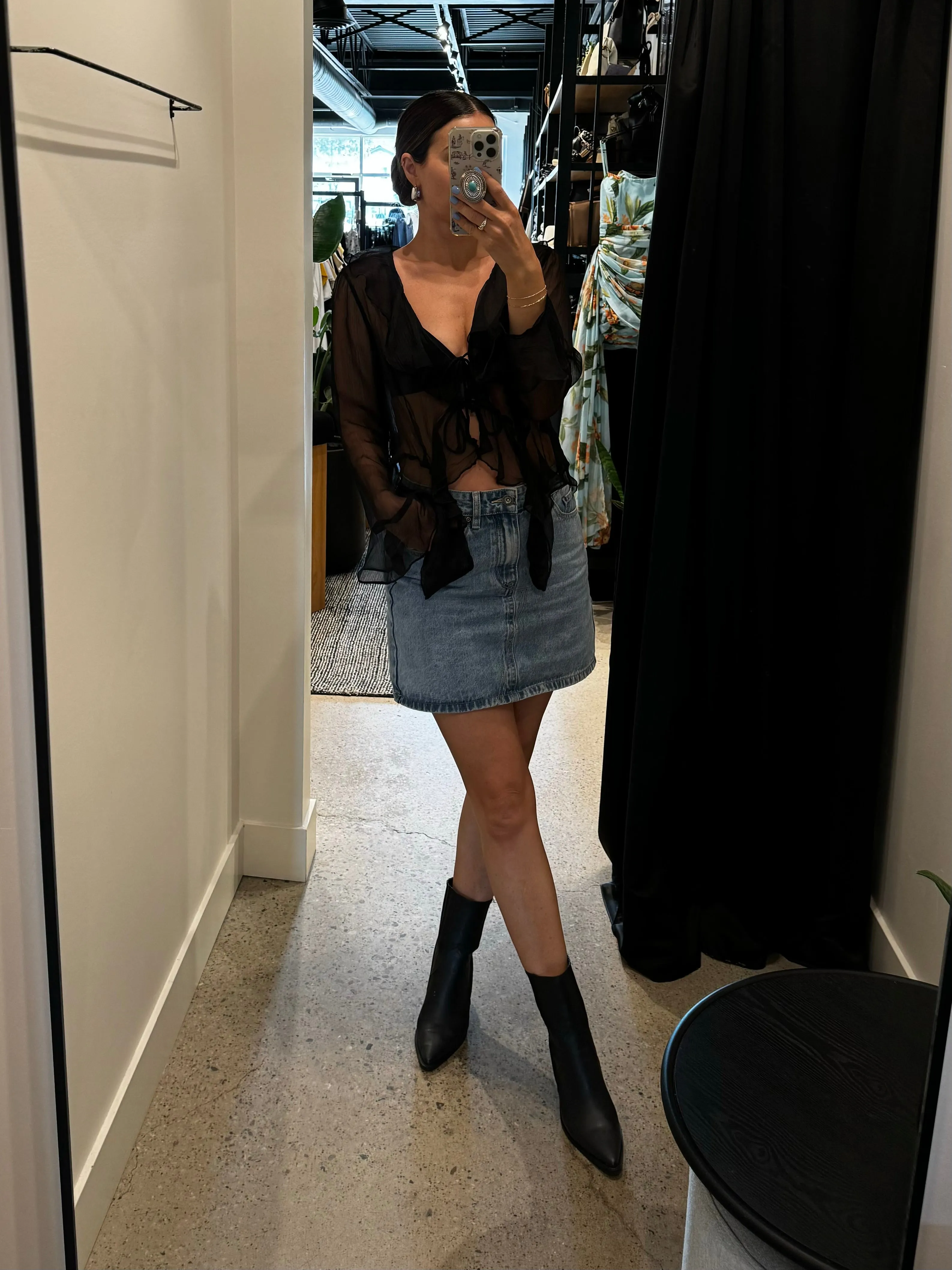 VERO MODA Spencer Long Sleeve Sheer Frill Blouse