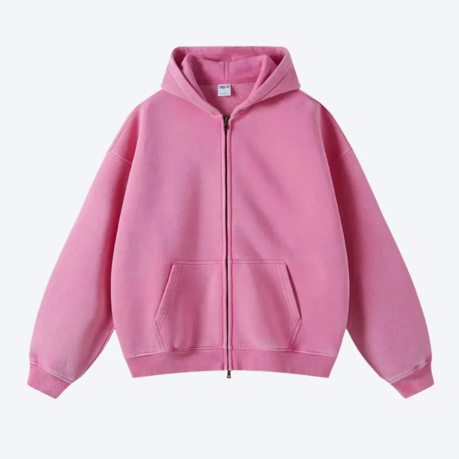 Vintage Full-Zip Casual Hooded Sweatshirts