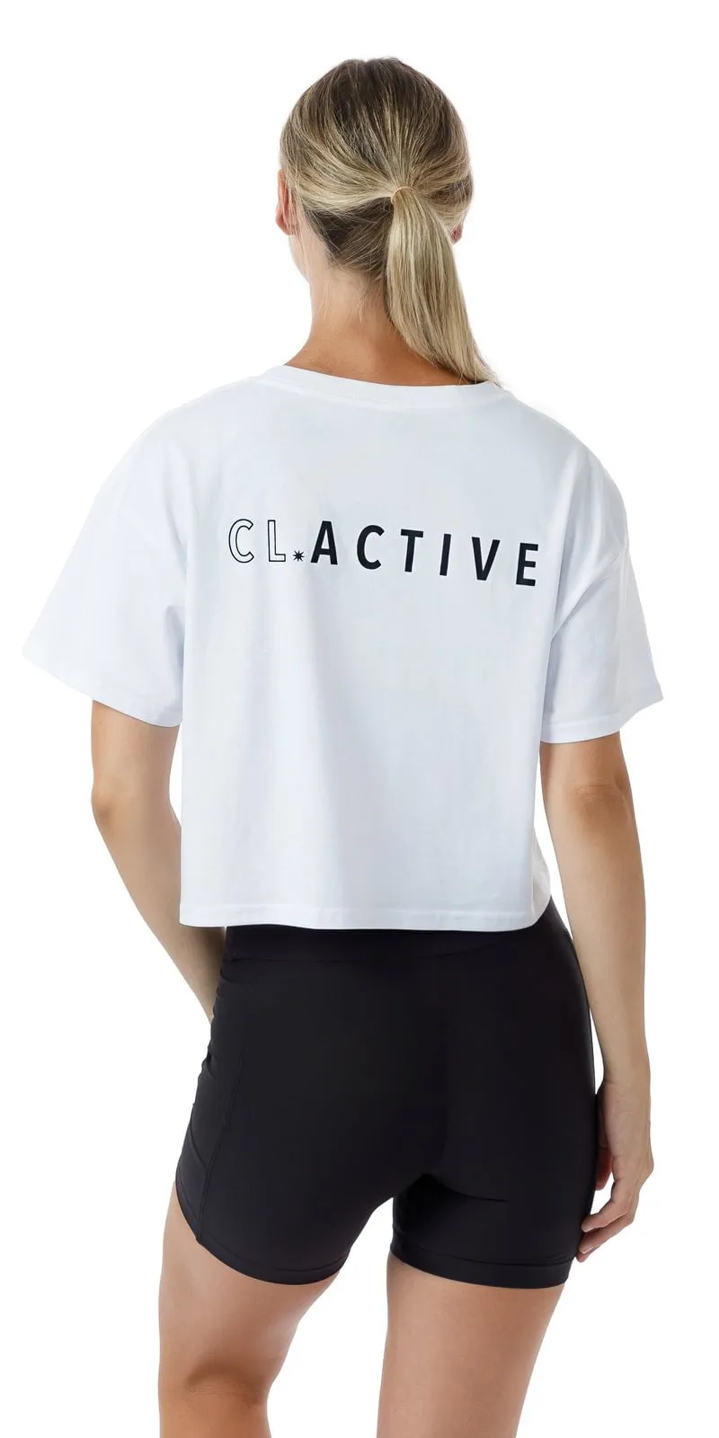 White CL Active Crop Tee
