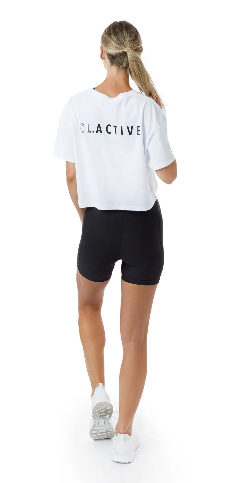 White CL Active Crop Tee