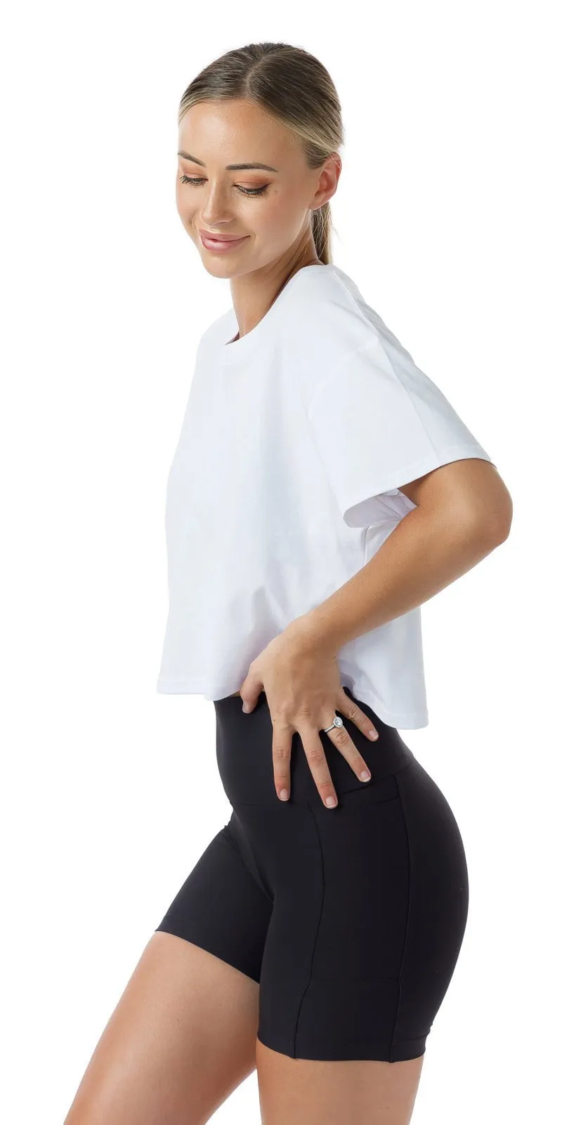 White CL Active Crop Tee