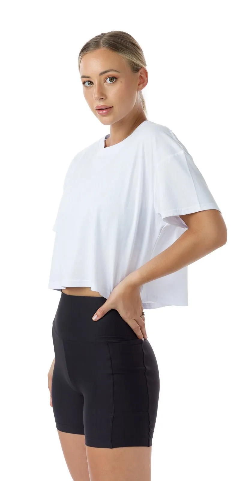 White CL Active Crop Tee