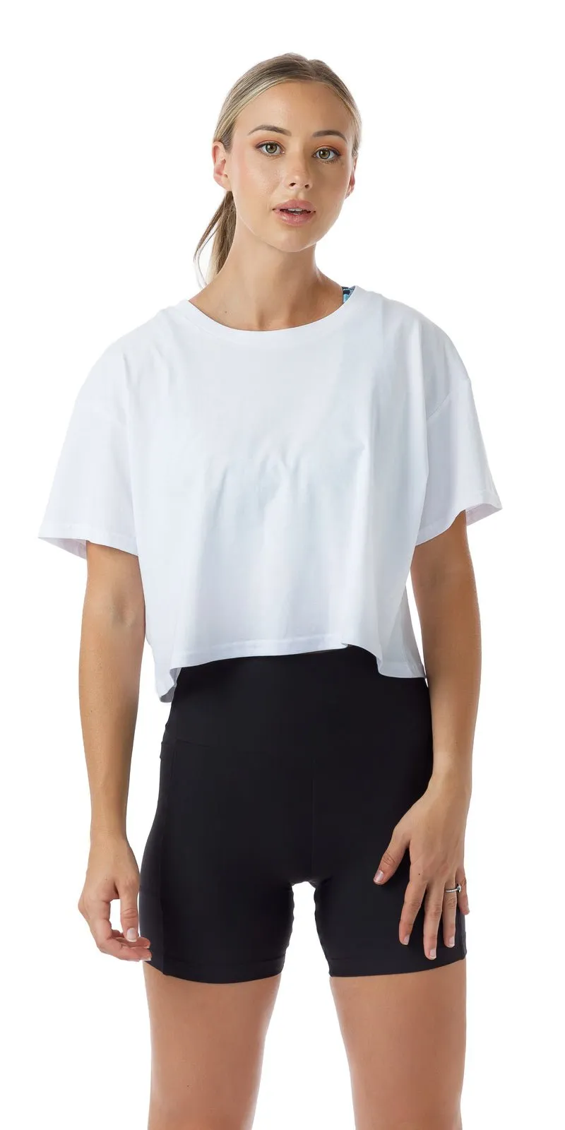 White CL Active Crop Tee
