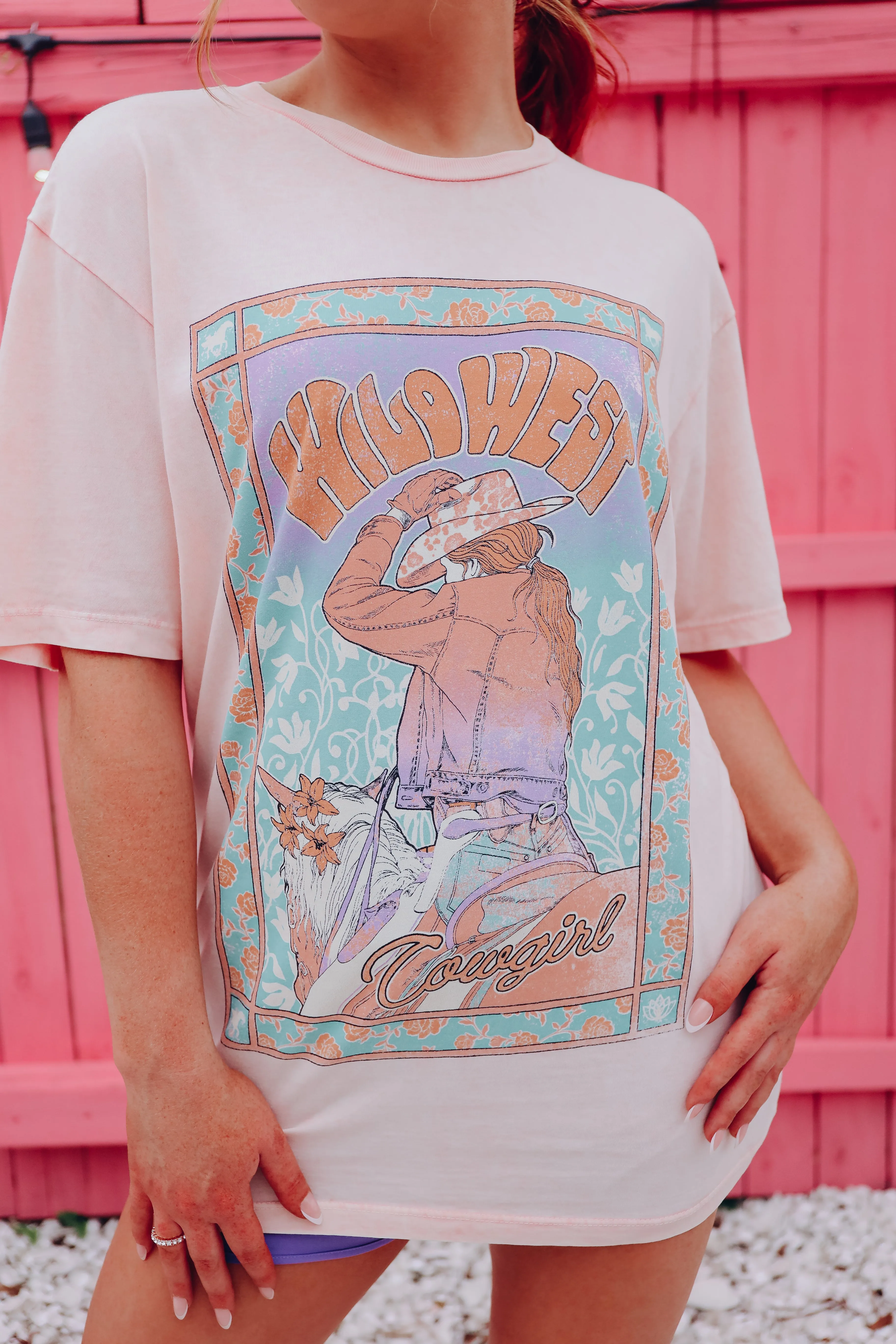 Wild Cowgirl Graphic Tee - Pink