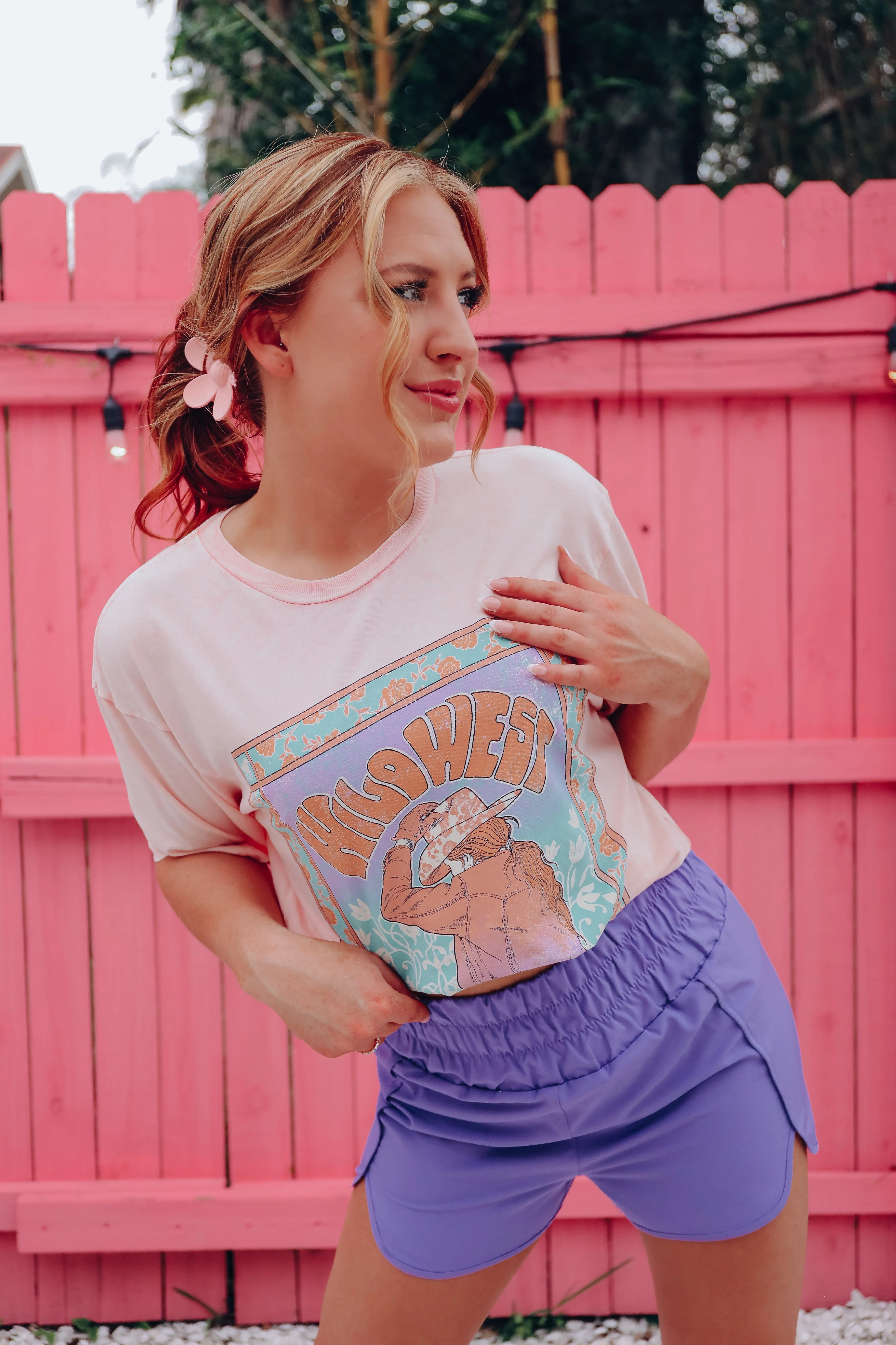 Wild Cowgirl Graphic Tee - Pink