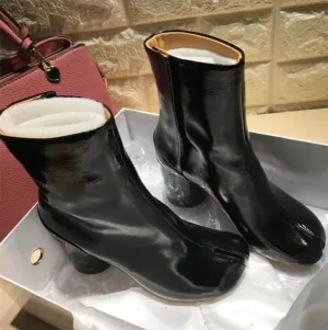 Winter Tabi Boots Women High Heels Botas Mujer Leather Ankle Boots For Women Cozy Shining Botas Feminina Luxury Zapatos De Mujer