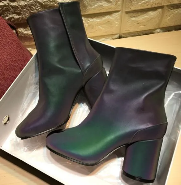 Winter Tabi Boots Women High Heels Botas Mujer Leather Ankle Boots For Women Cozy Shining Botas Feminina Luxury Zapatos De Mujer