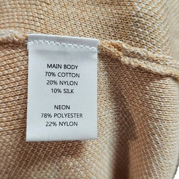 WISPR By Brodie Sweater Cotton Silk Blend Tan Gingham Long Sleeve Crew Neck L