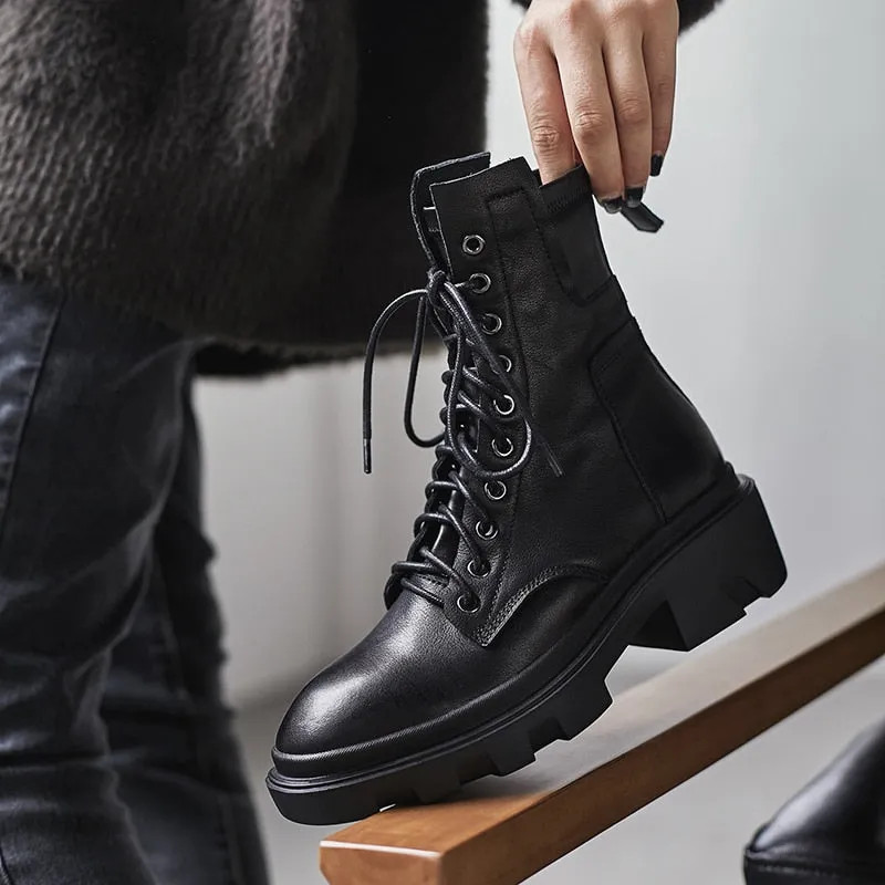 Women ankle boots cowhide upper shoes autumn and winter ladies boots long boots Elastic boots short boots snow boots