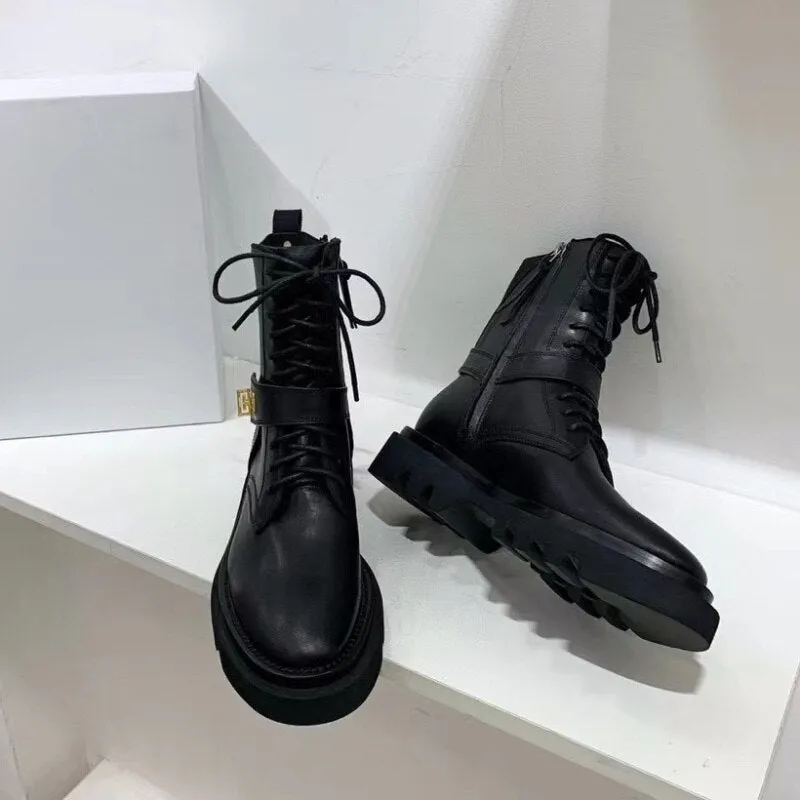 women Black Eden turn-lock Motorcycle Ankle Boots
