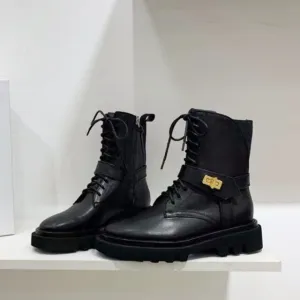 women Black Eden turn-lock Motorcycle Ankle Boots