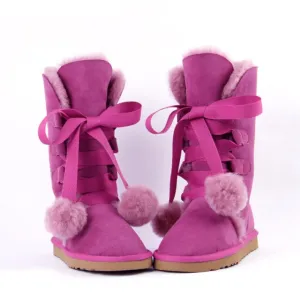 Women Genuine Sheepskin Leather Snow Boots