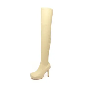 Women Stiletto Heels Nightclub Catwalk Square Head Socks Boots