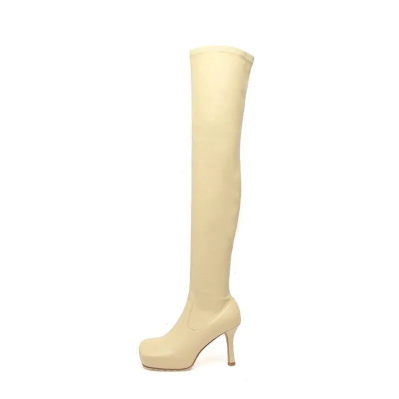 Women Stiletto Heels Nightclub Catwalk Square Head Socks Boots