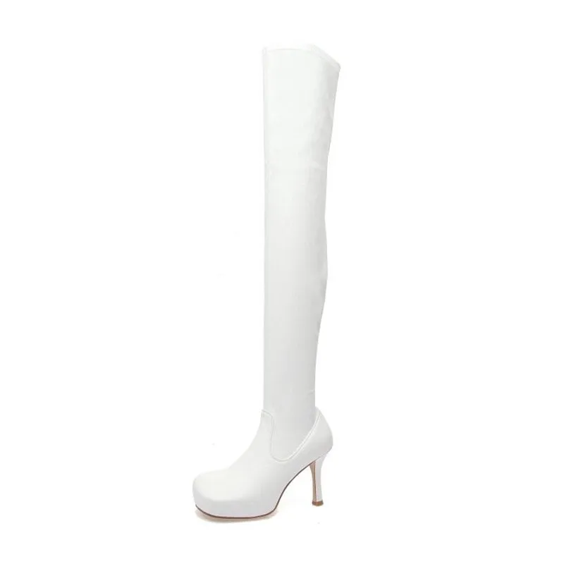Women Stiletto Heels Nightclub Catwalk Square Head Socks Boots