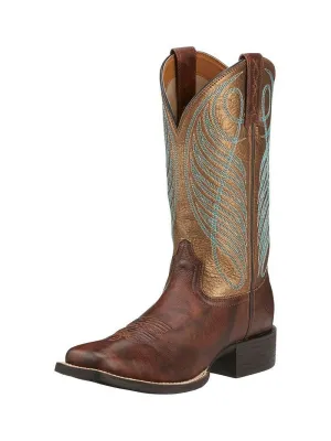 WOMEN'S ARIAT NEW ROUND UP PERFORMANCE BOOT SQUARE TOE 10016317 NIB